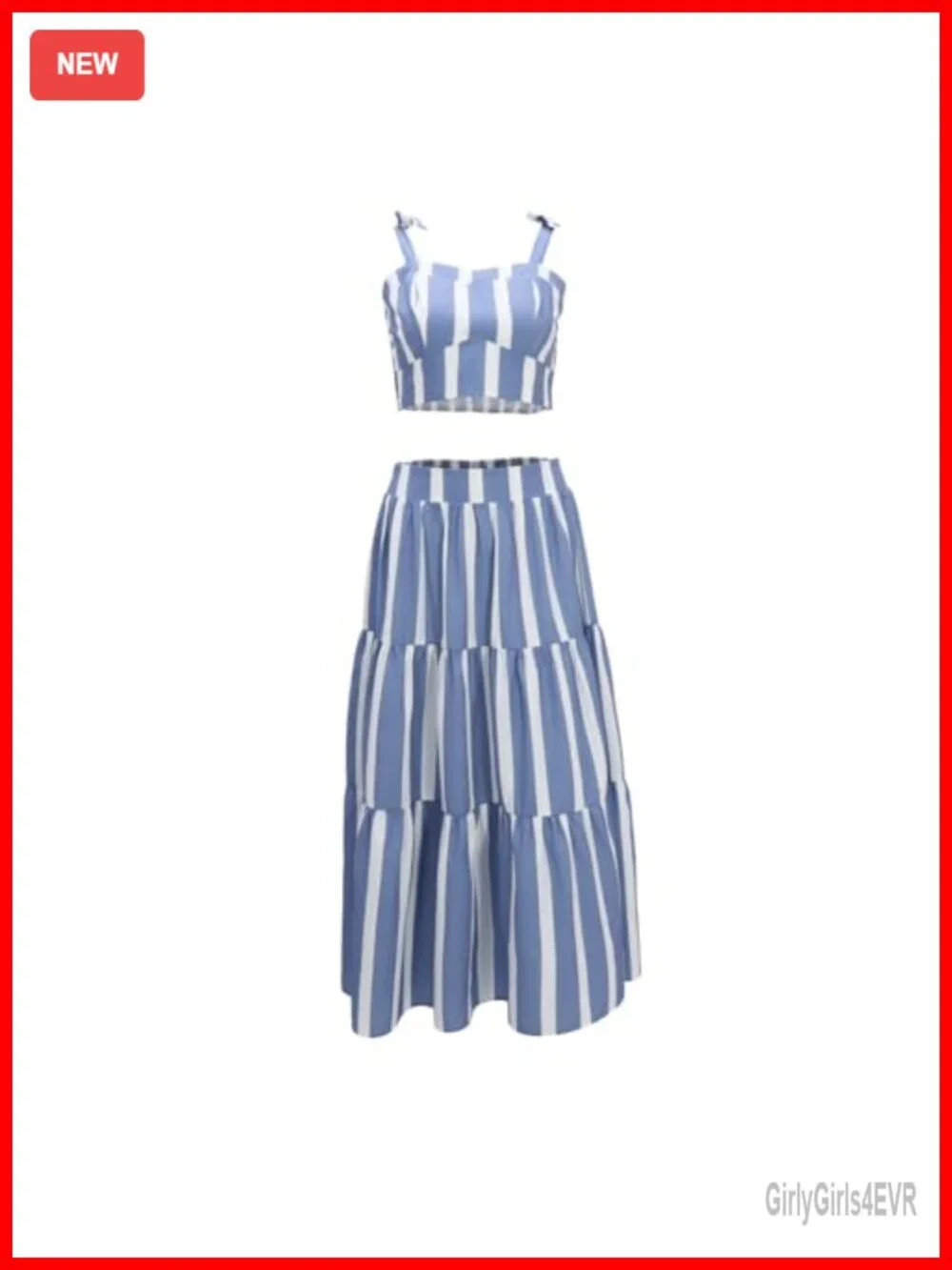 Women's Two Piece Skirt Set Halter Top High Waist A-Line Maxi Skirt Striped